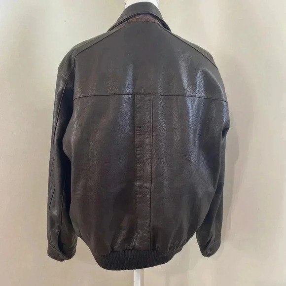 MARC NEW YORK Brown Leather Bomber Jacket Size Large - Picture 2 of 9